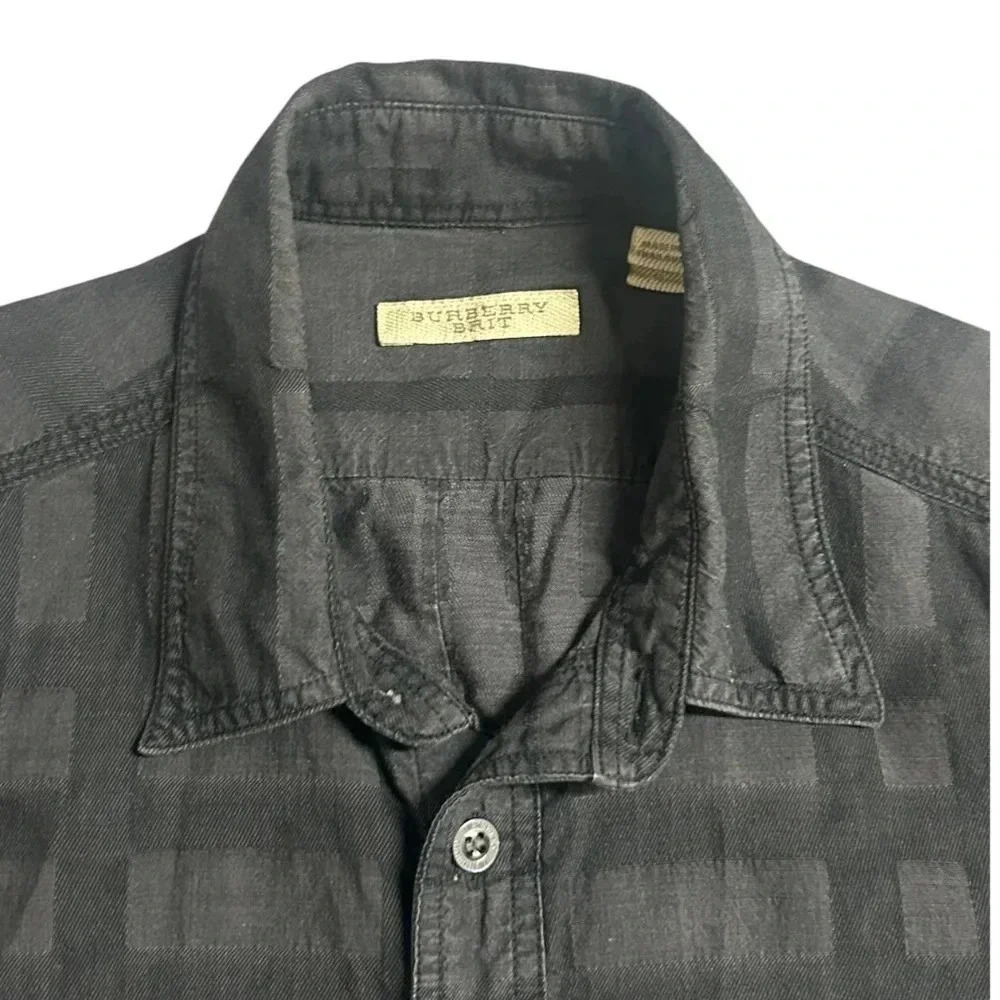 Burberry Button Down Grey Shirt Size Small - Picture 3 of 10